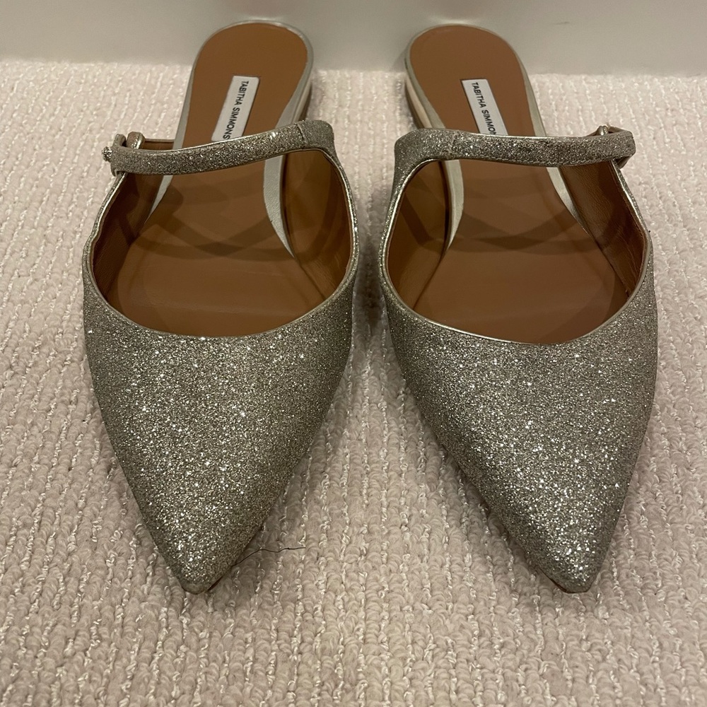 Tabitha Simmons Silver sparkly flat